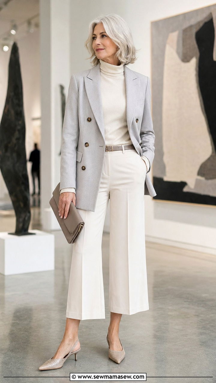 Doublebreasted blazer with cropped wideleg pants - 30 Best blazers for women over 50