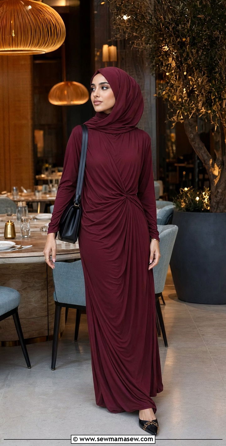 Draped Jersey Maxi Dress With Shoulder Bag - 35 Ramadan outfit ideas for women