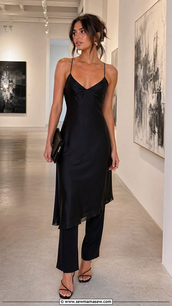 Dress Over Pants with Strappy Heels - 35 y2k outfits for women