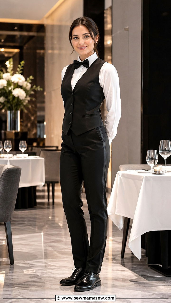 Dress Shirt And Black Vest Fine Dining Server Outfit - 30 Server outfit ideas