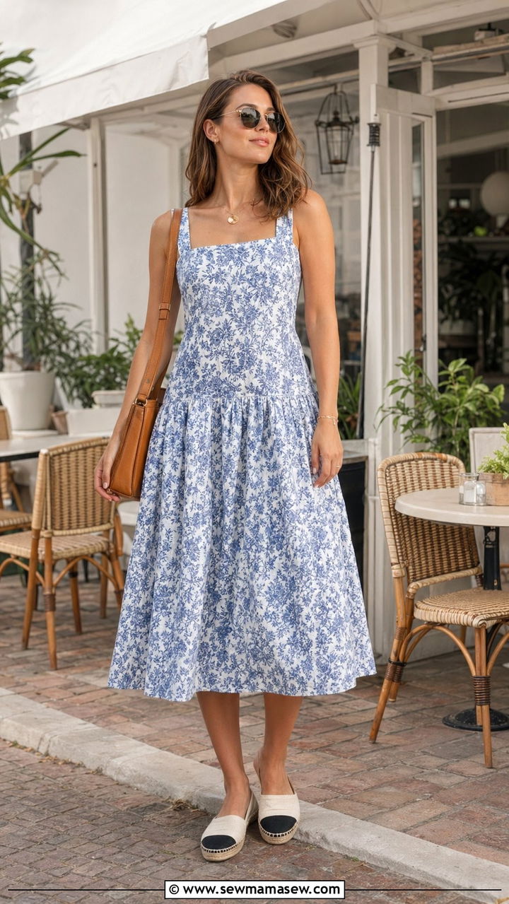 Drop Waist Floral Dress With Espadrilles - 30 Aesthetic summer outfit ideas 2026