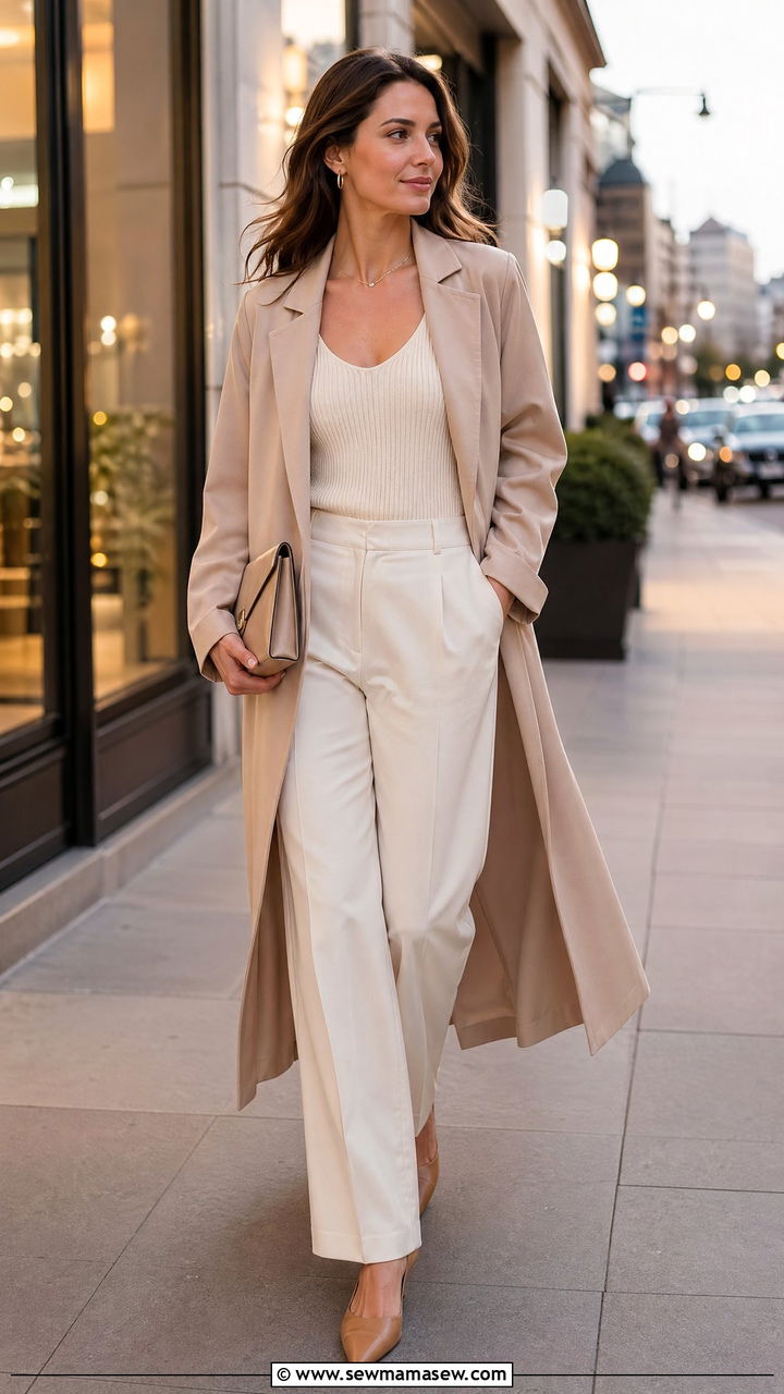 Duster Coat Over Monochrome Base Layer - 35 spring quiet luxury outfits