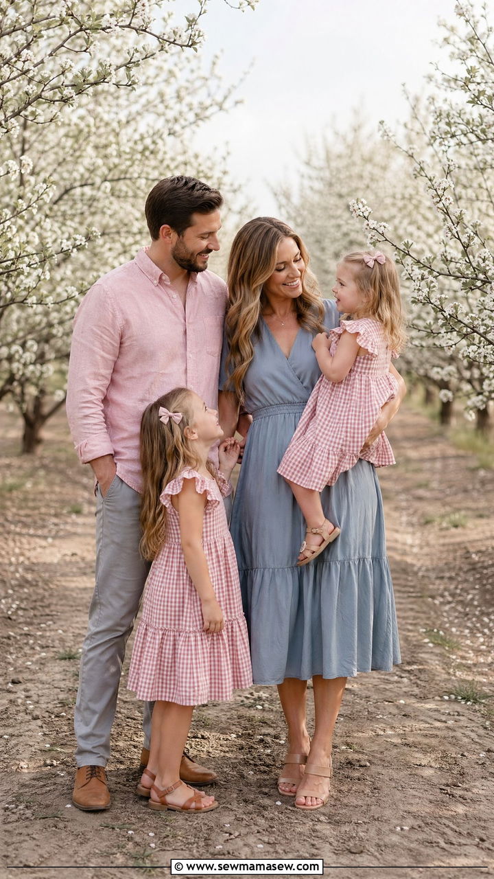 Dusty Blue and Soft Pink Summer Family Photo Outfits - 35 Summer family photo outfits