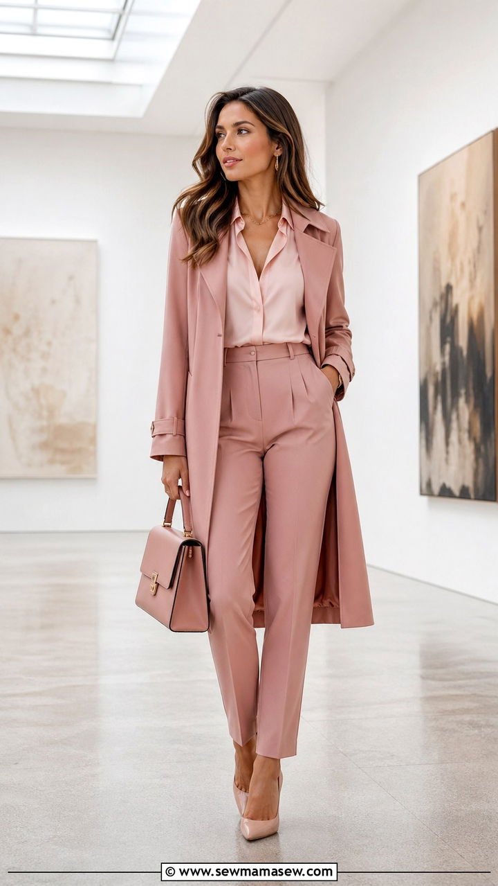 Dusty Pink Monochrome Outfit With Layered Tones - 40 All dusty pink outfit ideas
