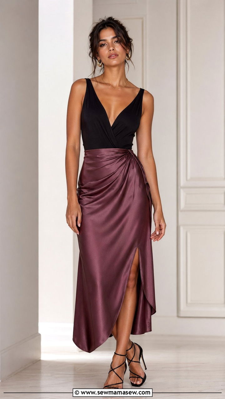 Dusty Plum Midi Skirt And Bodysuit - 35 Moody summer outfit ideas