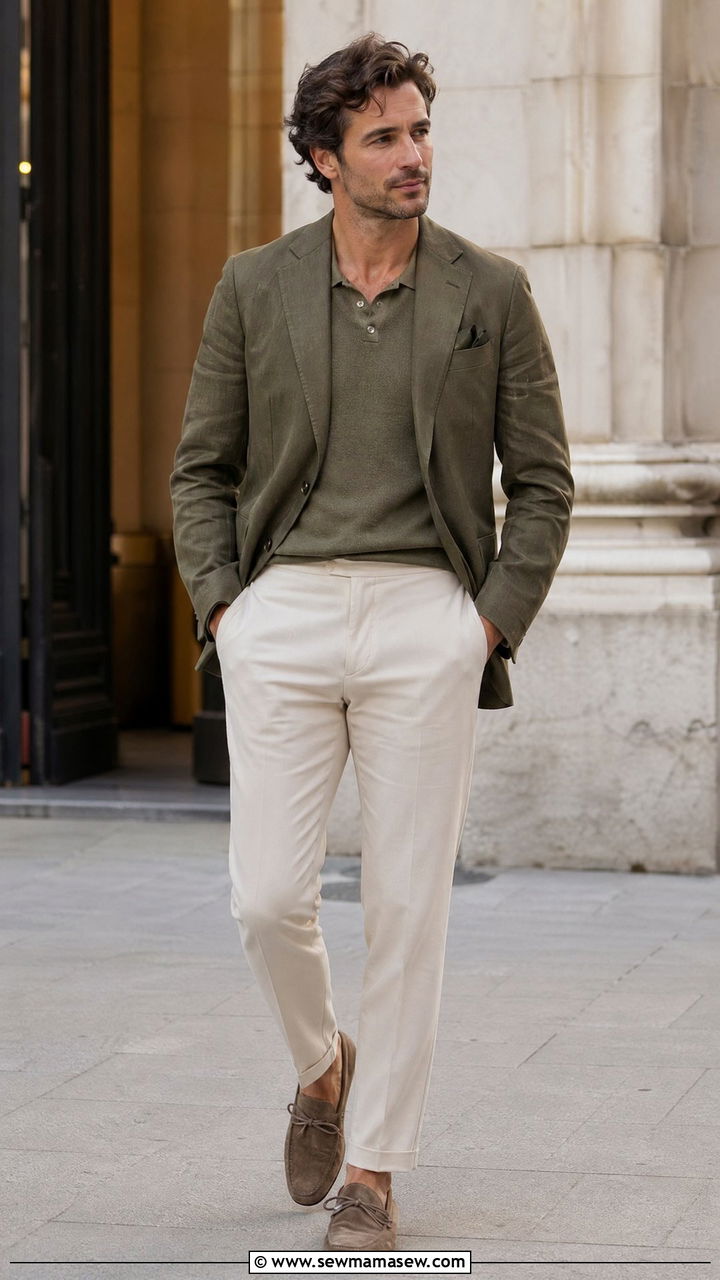 Earth Tone Blazer with Knit Polo - 35 Courthouse wedding guest outfits