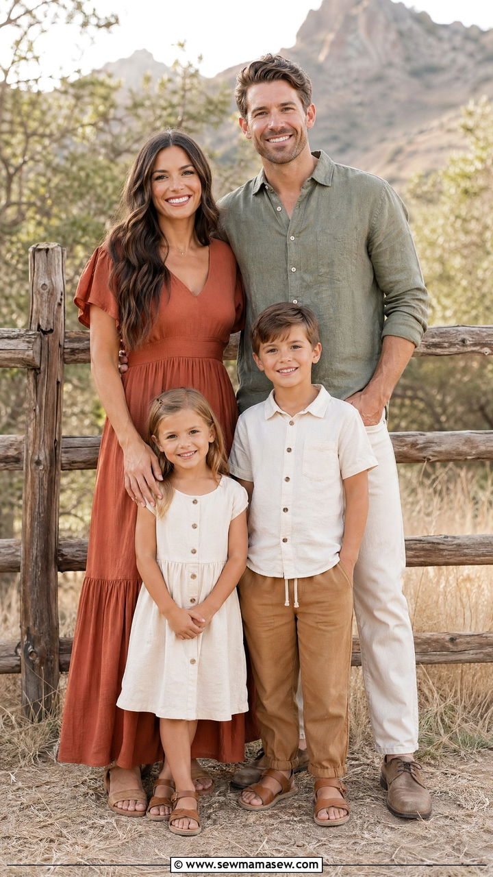 Earth Tone Outfits for Rustic Summer Family Photos - 35 summer family photo outfit ideas