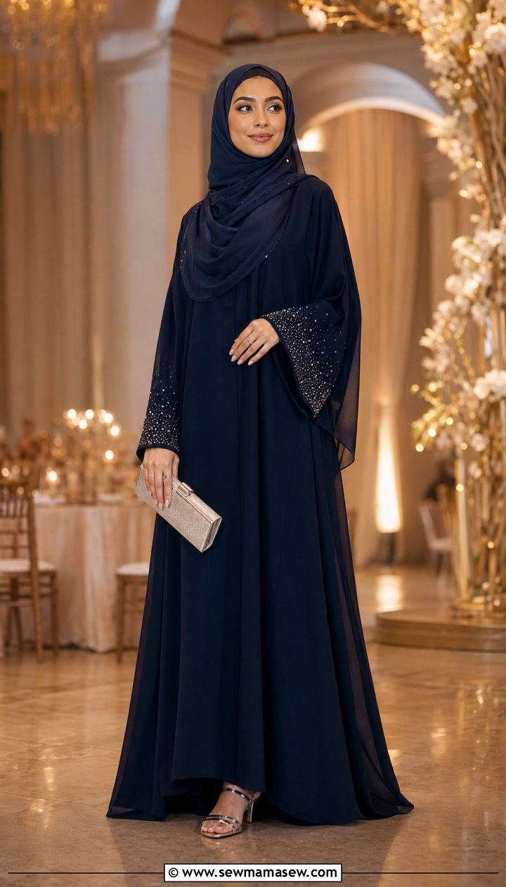 Embellished Abaya With Clutch And Strappy Heels - 35 Ramadan outfit ideas for women