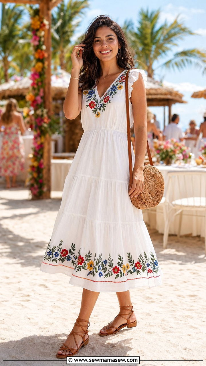 Embroidered Cotton Dress Beach Party - 30 Beach party outfit ideas