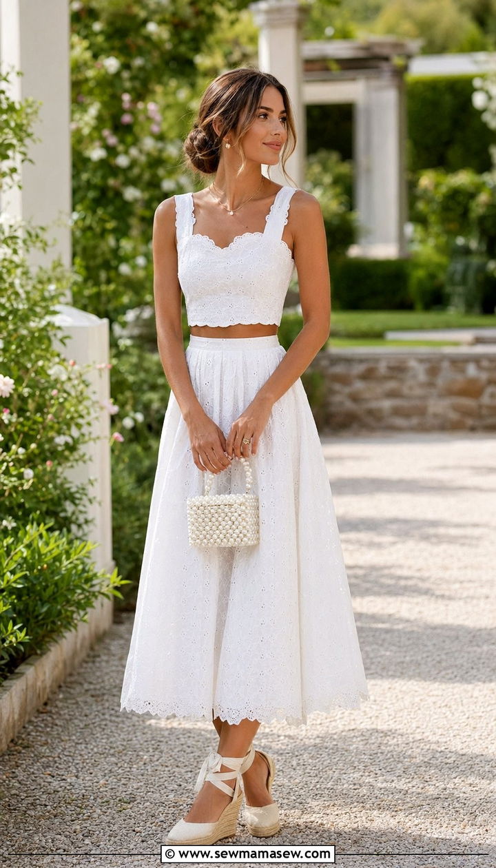 Embroidered Eyelet Two Piece Set - 35 Romantic summer outfits