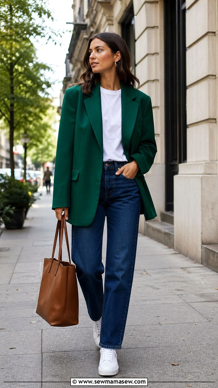 Emerald Green Blazer With Blue Jeans - 40 All emerald green outfit ideas