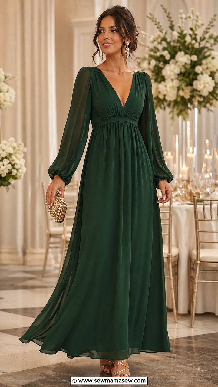 Empire Waist Gown Wedding Guest Outfit - 35 Modest wedding guest outfits