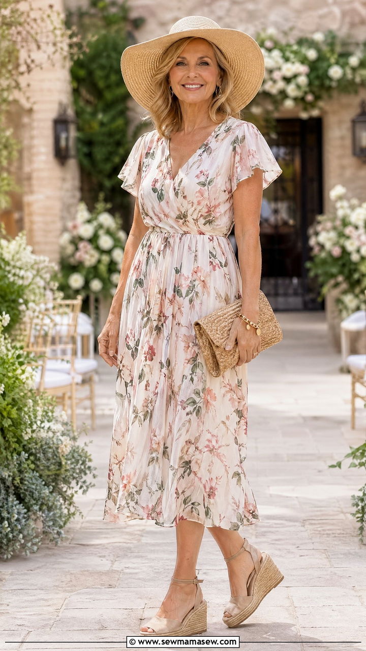 Espadrille wedges and midi dress summer outfit for women over 50 - 35 What to wear in summer for women over 50