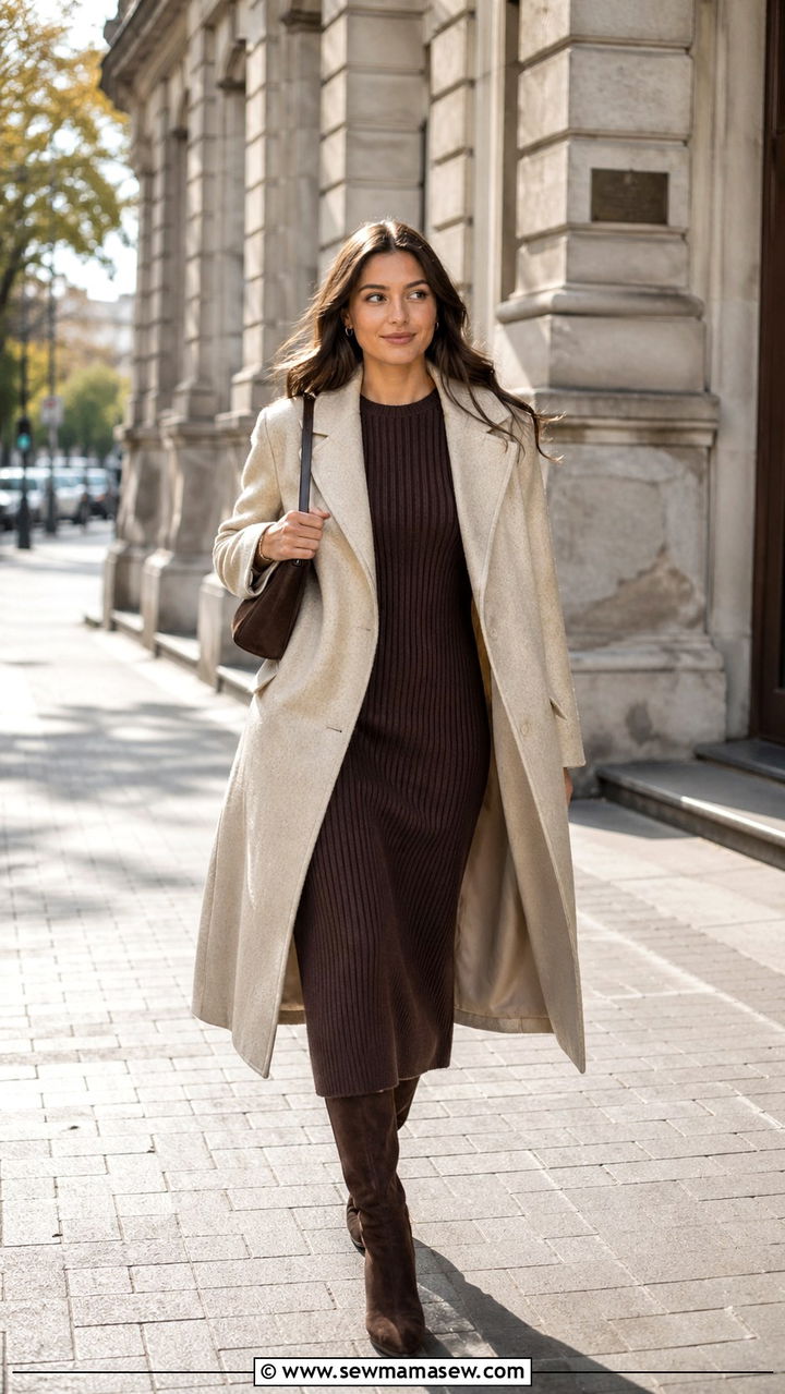 Espresso knit dress outfit - 40 All espresso outfit ideas