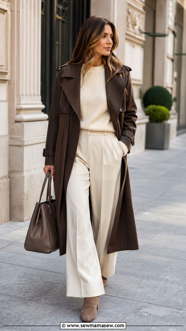 Espresso trench coat outfit - 40 All espresso outfit ideas