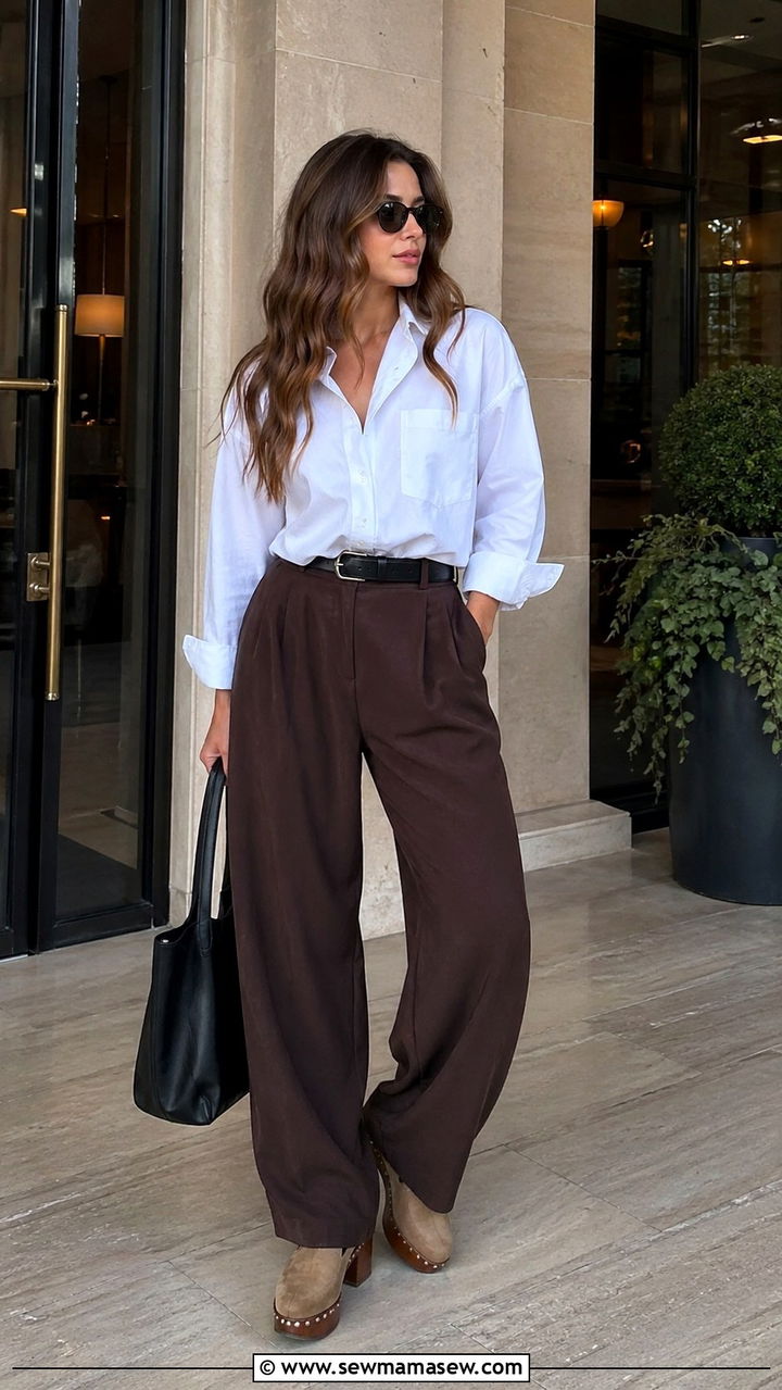 Espresso wide leg pants outfit - 40 All espresso outfit ideas