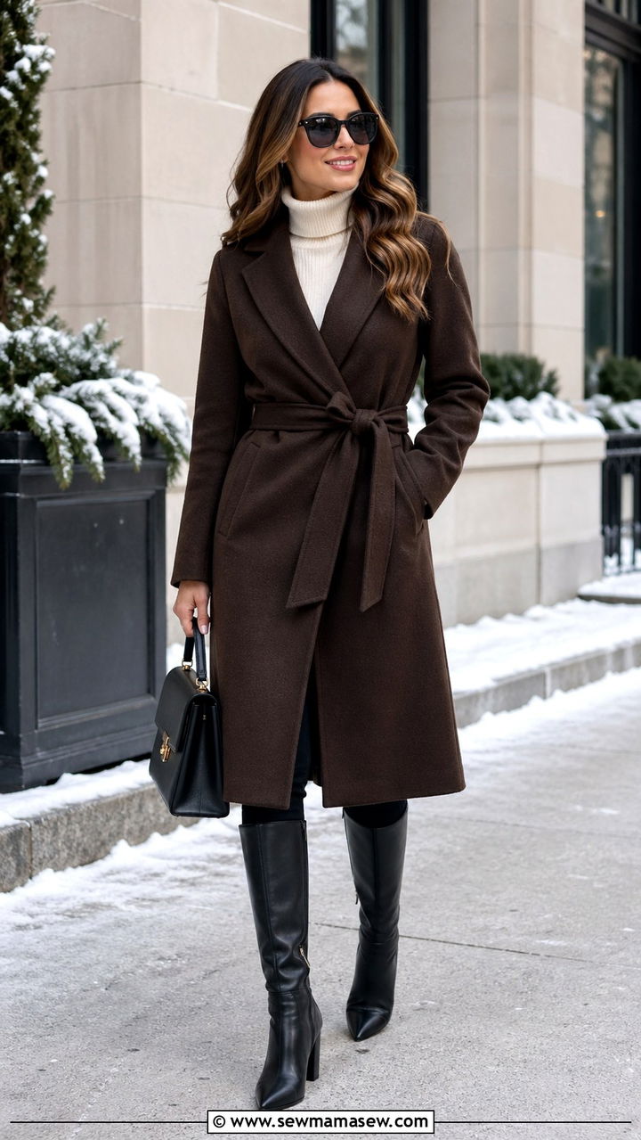 Espresso wrap coat outfit - 40 All espresso outfit ideas