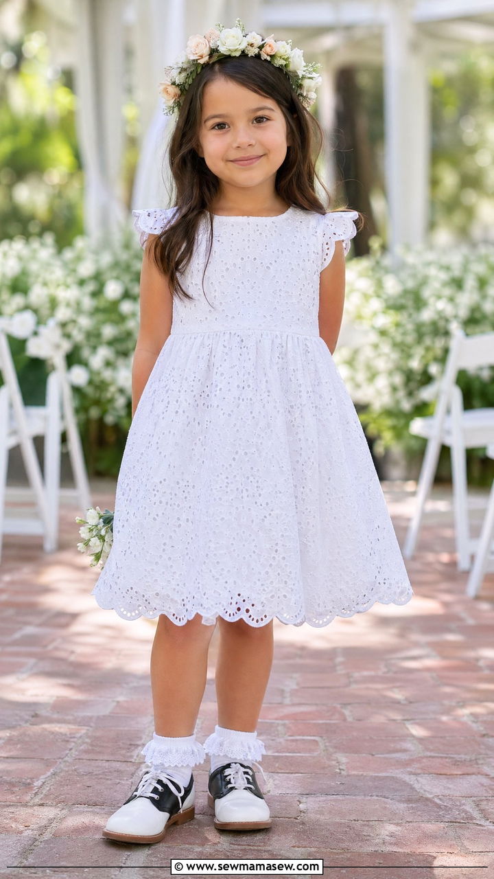 Eyelet Lace Dress and Saddle Shoes Outfit - 35 Spring outfits for kids
