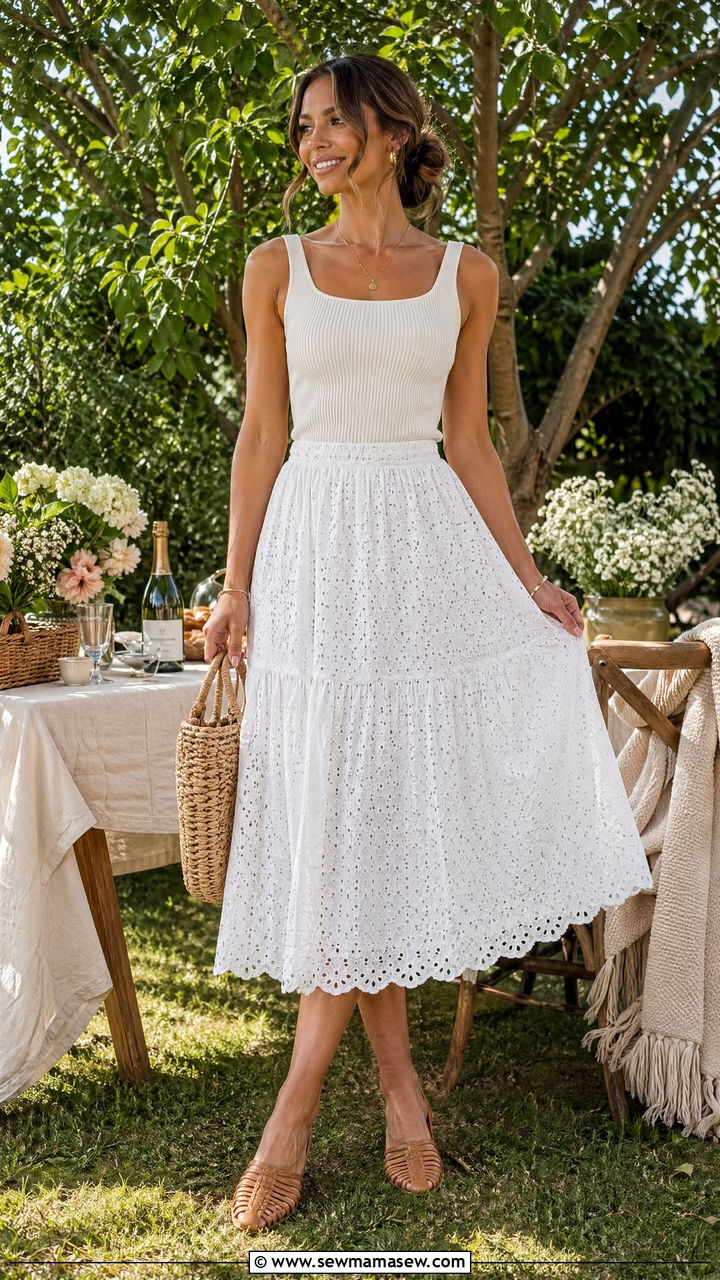 Eyelet Lace Skirt And Tank Top - 35 Summer picnic outfits