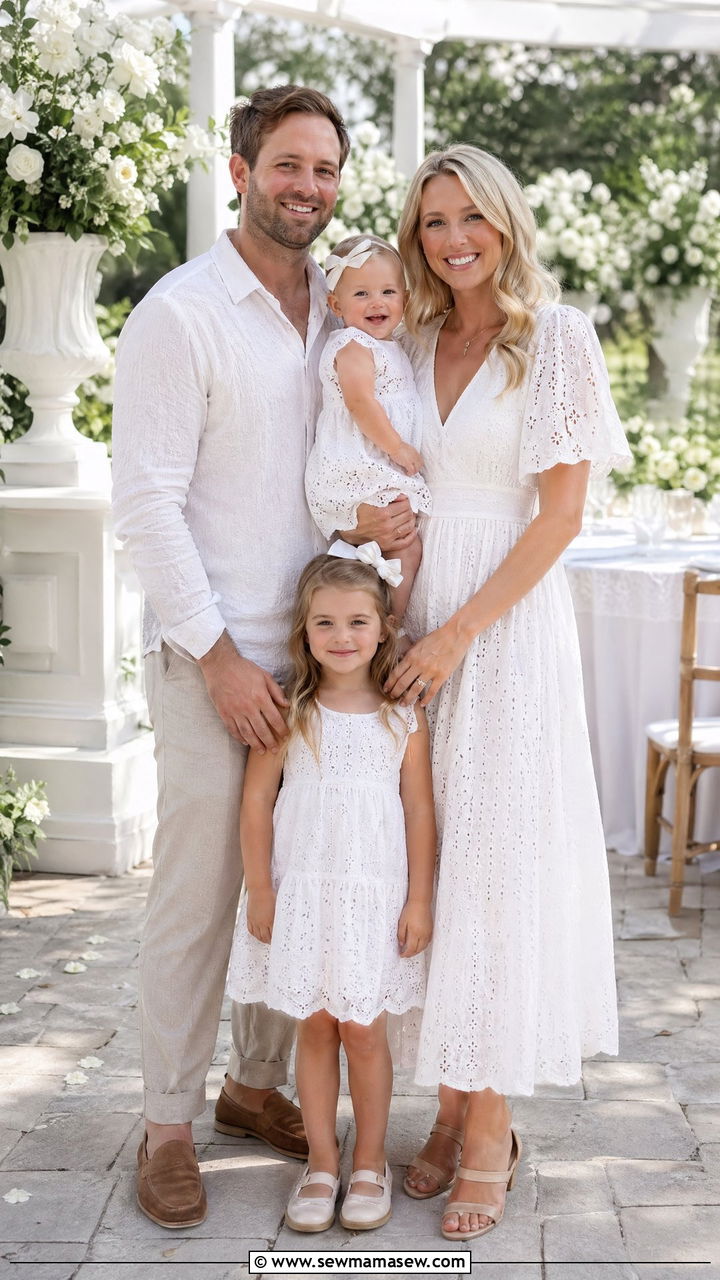 Eyelet Lace White Summer Family Photo Outfits - 35 Summer family photo outfits