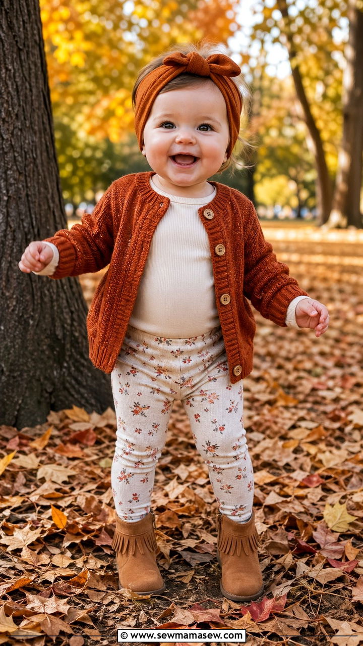 Fall Cardigan and Leggings Outfit - 30 Baby girl outfit ideas