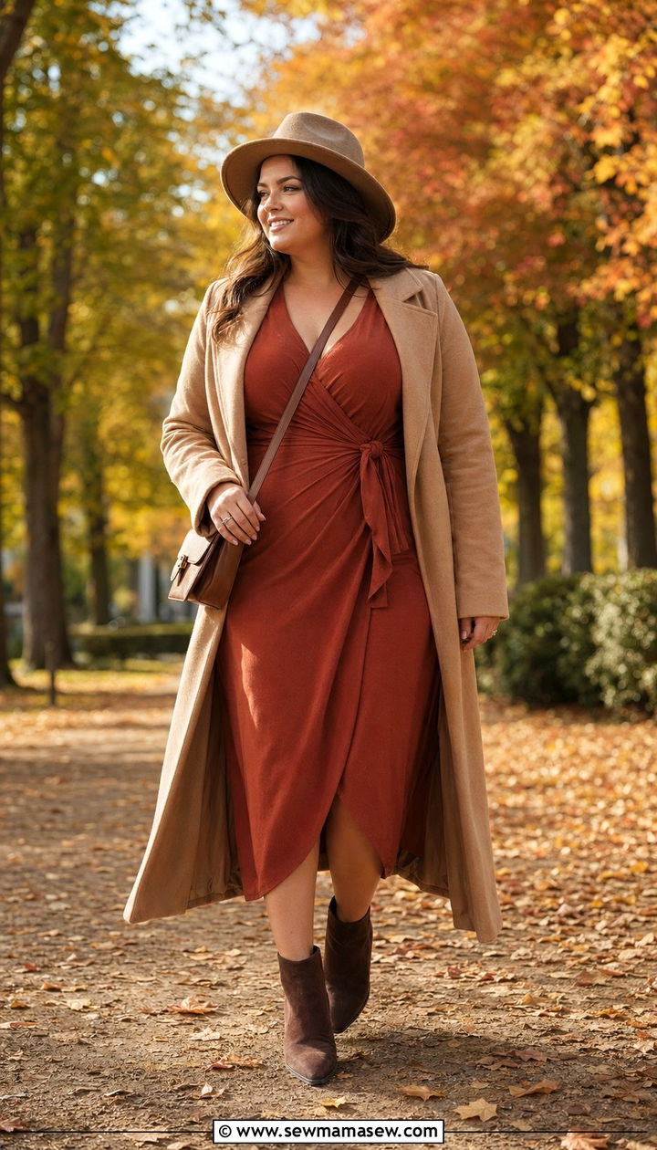 Fall Wedding Guest Outfit with Suede Boots for Midsize Women - 30 Wedding guest outfits for midsize women