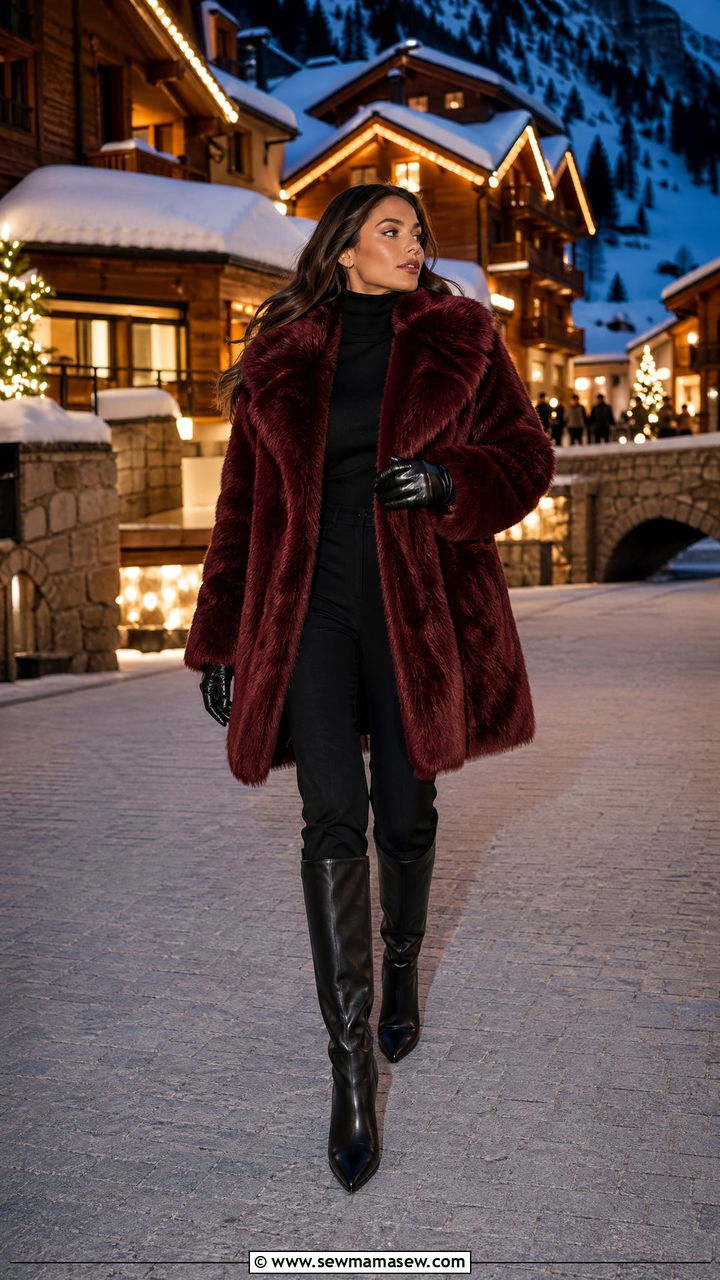 Faux Fur Coat Apres Ski Outfit Women - 35 Ski trip outfit ideas