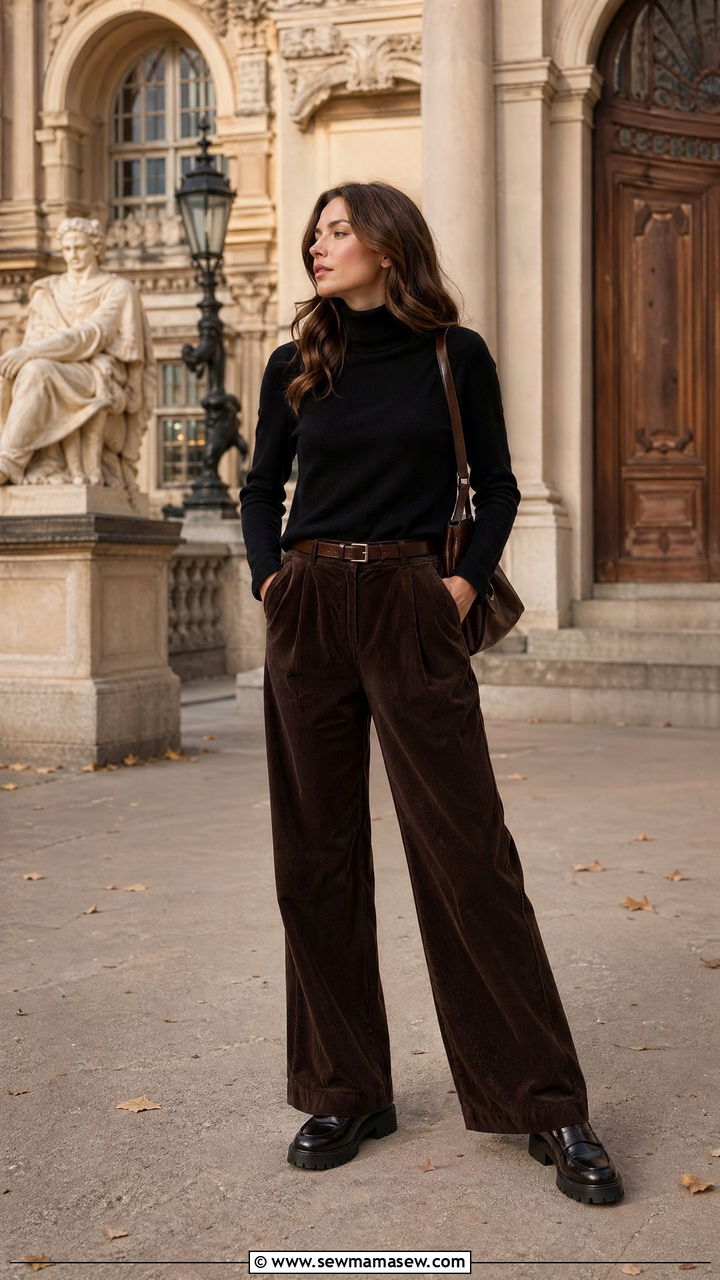 Fine Knit Turtleneck With Corduroy Pants And Chunky Loafers - 35 Vienna outfit ideas