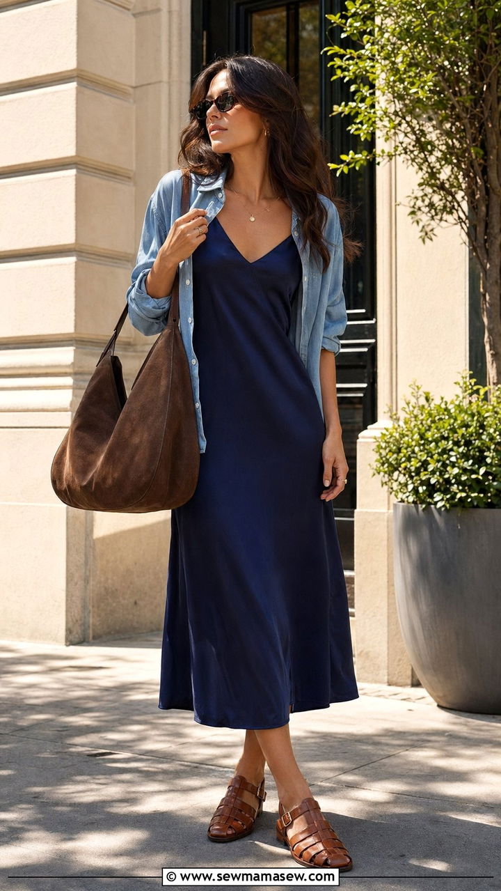 Fisherman Sandals with Slip Dress - 35 Nautical outfit ideas