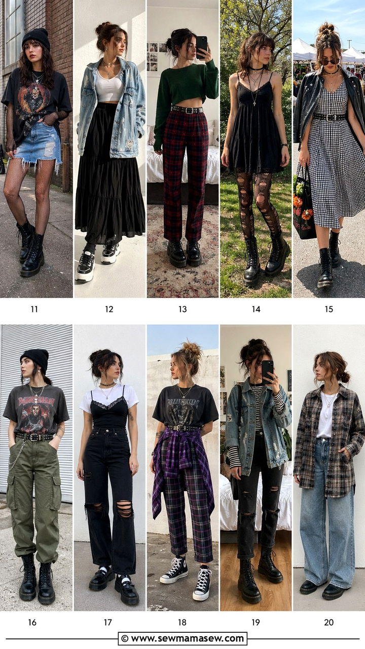 Fishnet Top Under Oversized Tee Spring Outfit - 30 spring grunge outfits