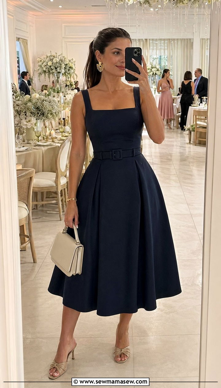Fit and Flare Dress Wedding Guest Outfit - 30 Wedding guest outfits for pear shape