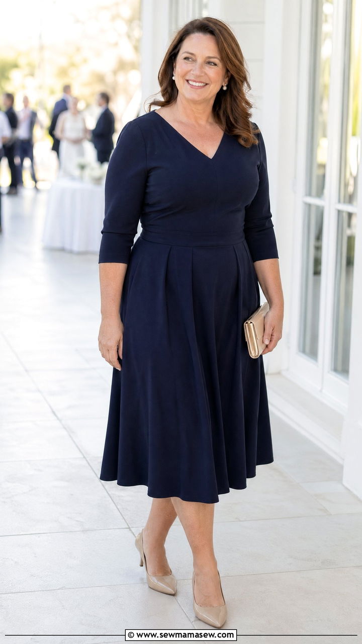 Fit and Flare Dress with Kitten Heels - 35 Curvy outfits for women over 40