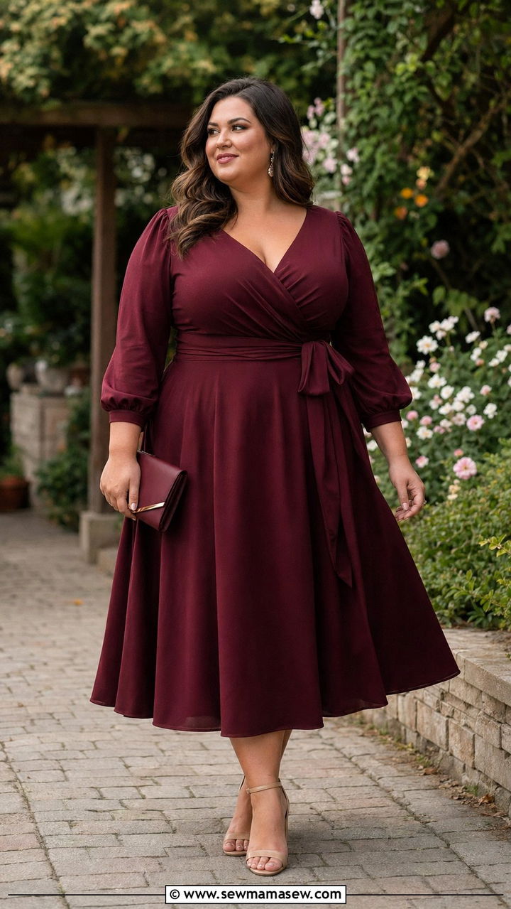 Fit and Flare Midi Dress and Heeled Sandals - 35 Plus size outfit ideas size 22