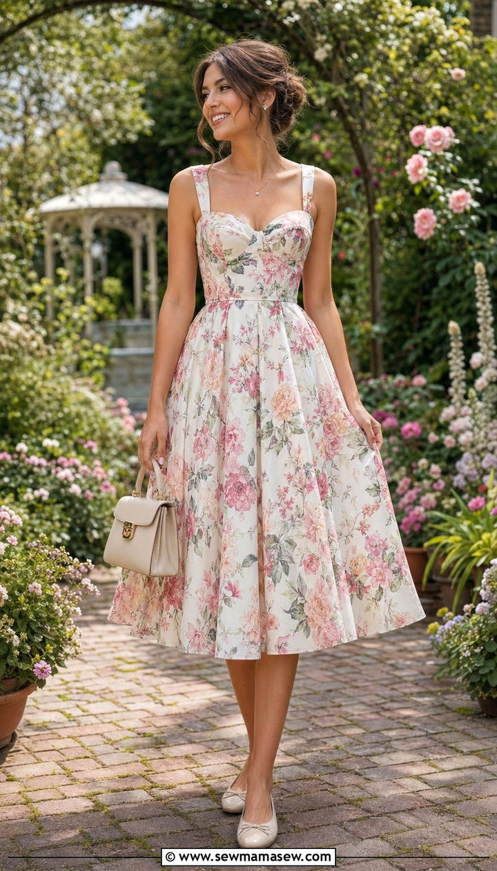 Fit and flare dress with ballet flats outfit - 35 Outfit ideas for curvy women