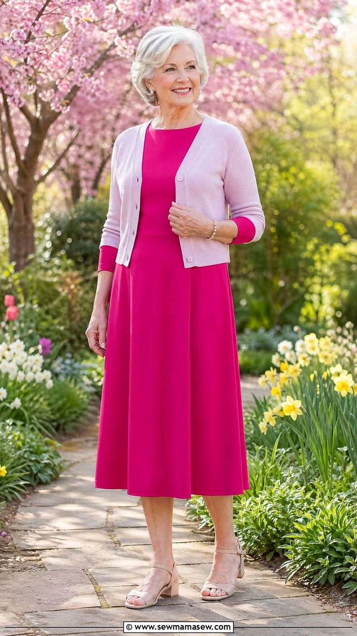 Fit and flare dress with low block heels outfit - 35 Classy outfit ideas for women over 60