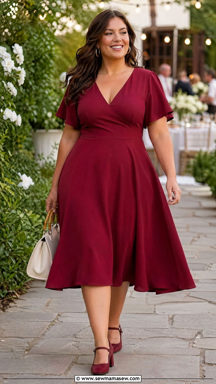 FitAndFlare Dress Plus Size Wedding Guest - 35 Wedding guest outfits curvy women