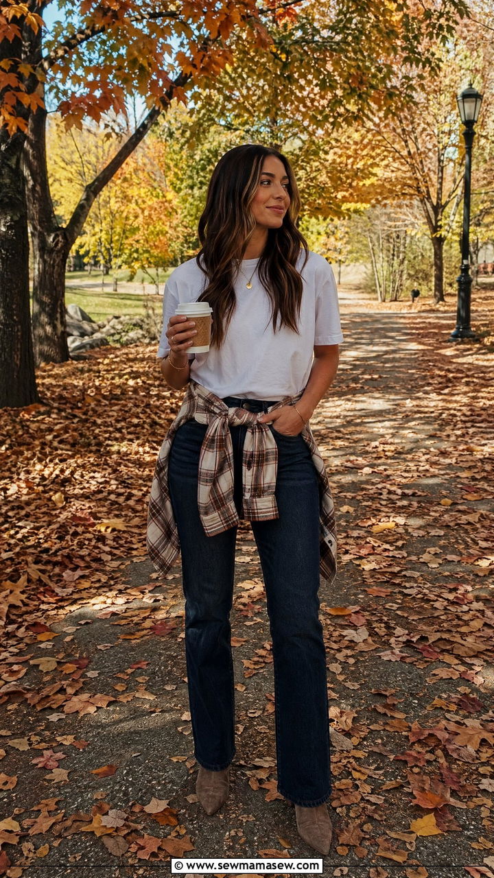 Flannel Shirt with Straight Leg Jeans and Pointed Boots - 35 straight leg jeans outfit ideas for women