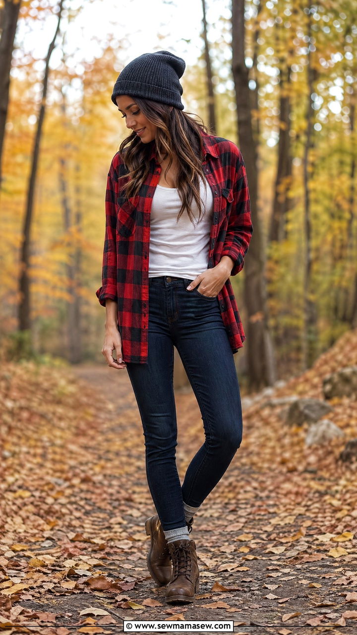 Flannel shirt with skinny jeans - 35 skinny jeans outfit ideas for women