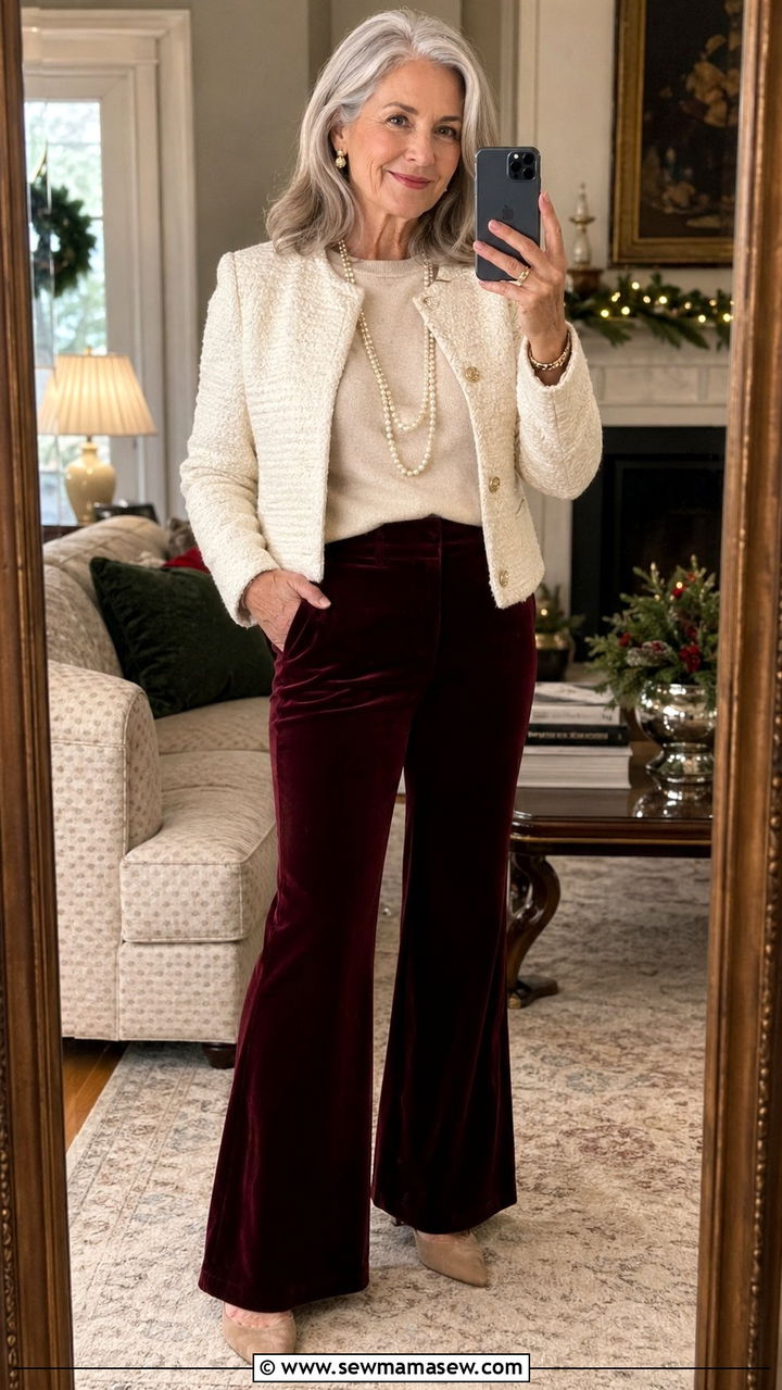 Flared Velvet Pants Outfit Women Over 60 - 30 Best pants for women over 60