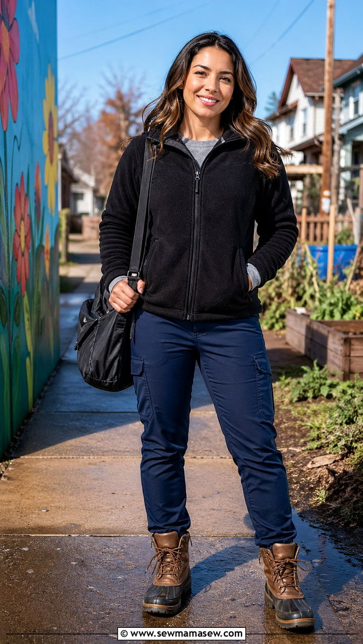 Fleece Jacket with Utility Pants Outfit - 30 Social worker outfit ideas