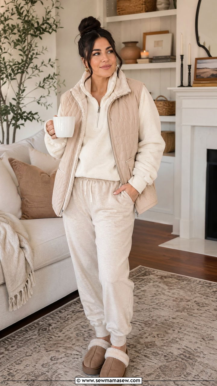 Fleece pullover with matching joggers and cozy vest - 35 Comfortable work from home outfits