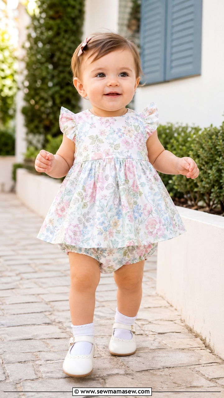 Floral Dress and Bloomers Outfit - 30 Baby girl outfit ideas