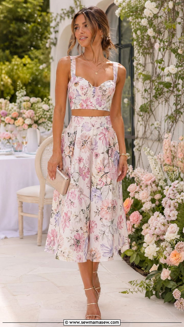 Floral Matching Two Piece Set - 35 spring floral outfit ideas
