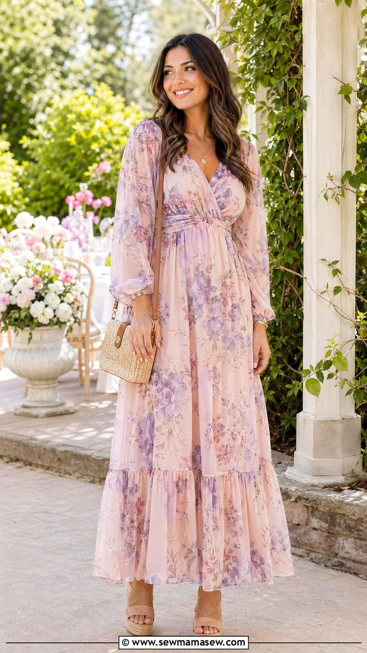 Floral Maxi Dress For Baby Shower Guest - 30 baby shower outfit ideas for women