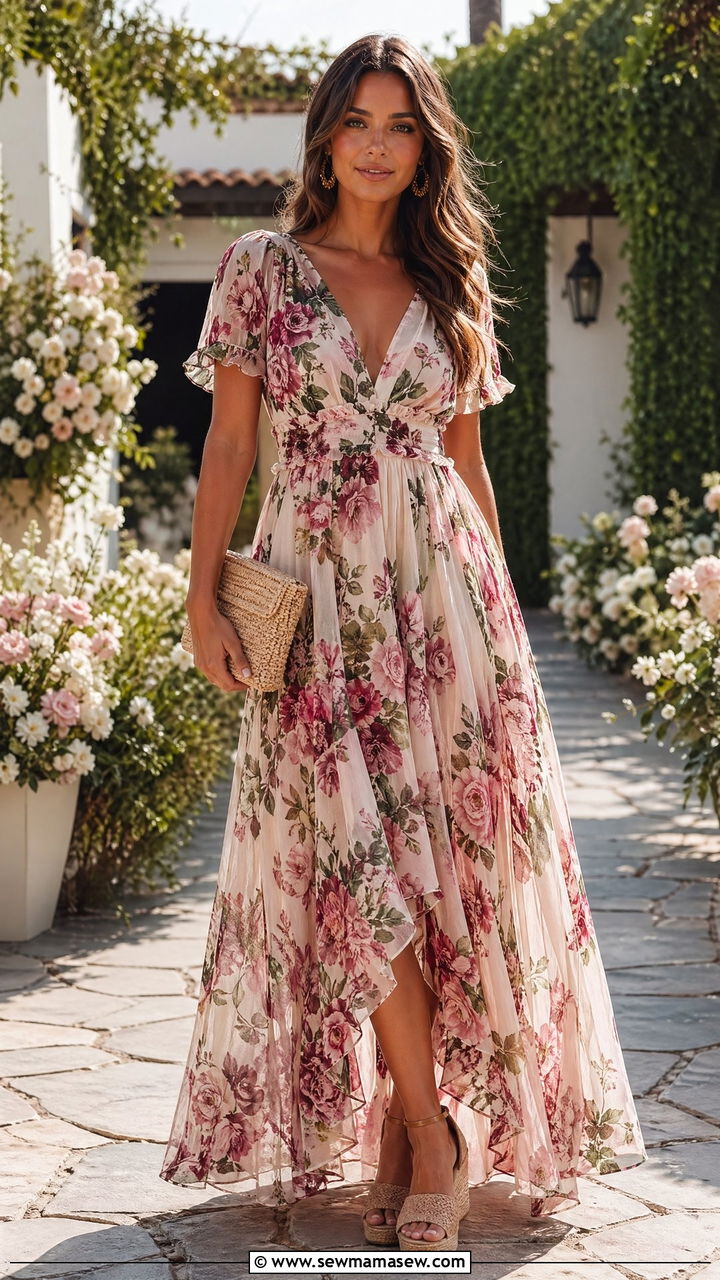Floral Maxi Dress For Summer Wedding - 35 Summer wedding guest outfits