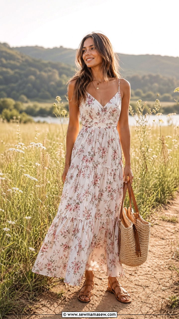 Floral Maxi Dress Summer Romantic Outfit - 35 summer romantic outfits