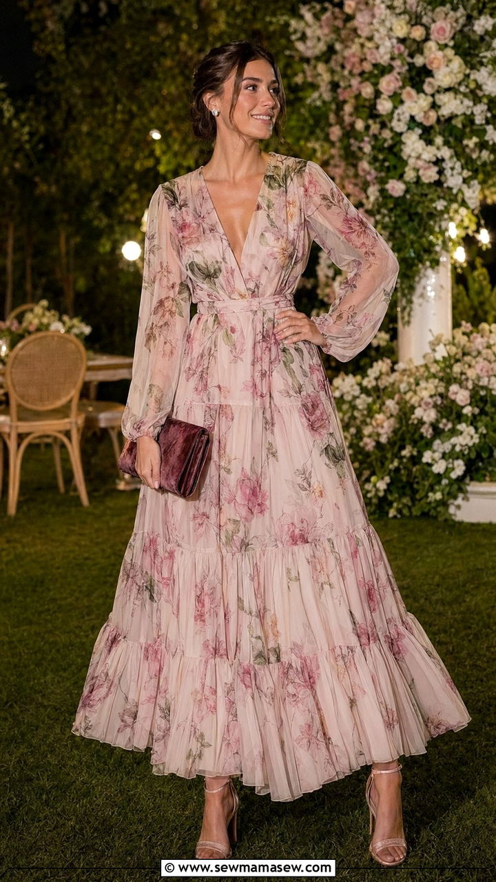 Floral Maxi Dress Wedding Guest Outfit - 30 what to wear to a spring wedding guest