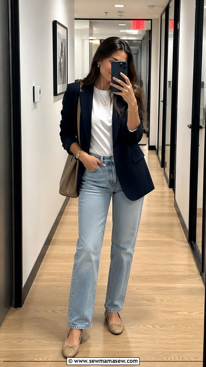 Floral Midi Dress With Tailored Blazer - 30 spring office party outfit ideas