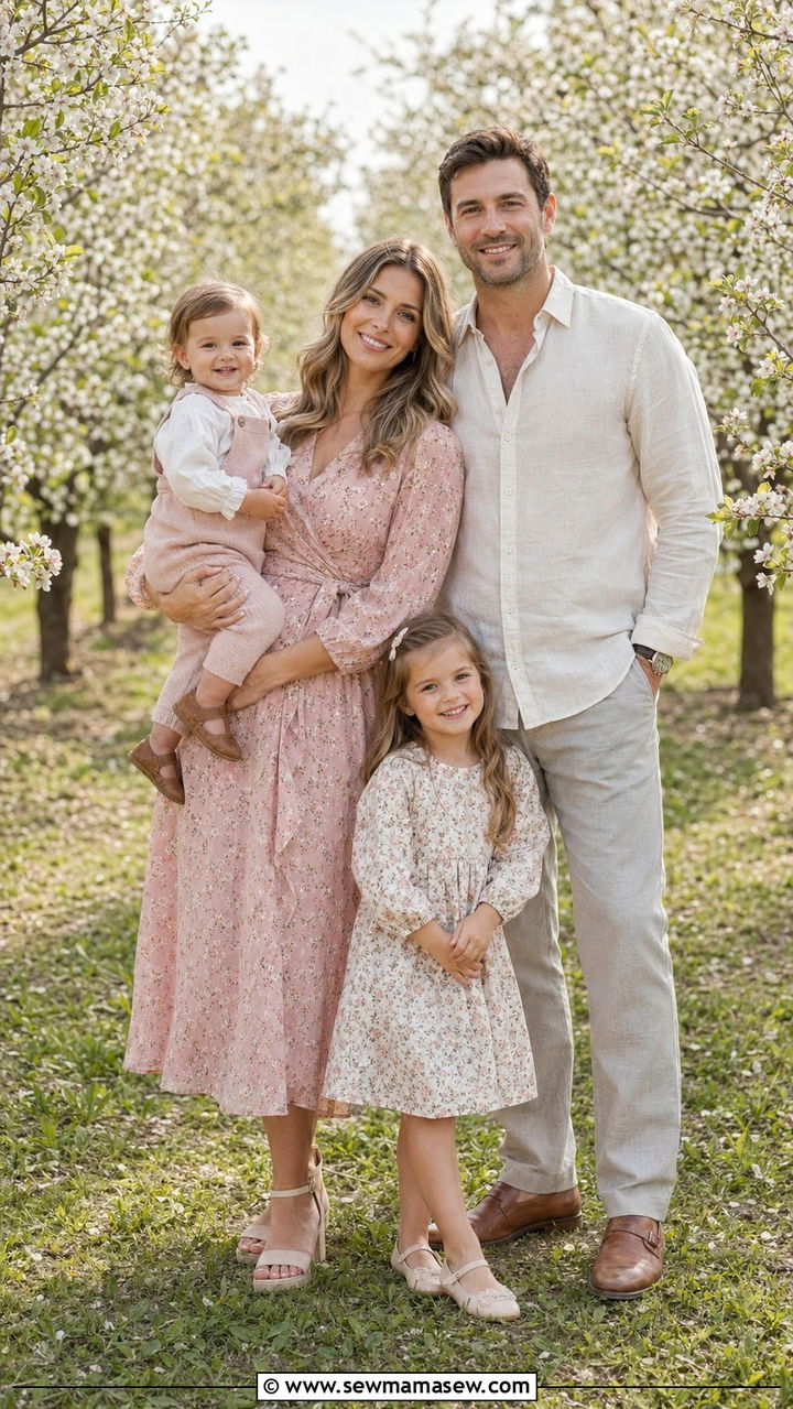 Floral Print Dress Spring Family Photo Outfit - 30 What to wear for spring family photos