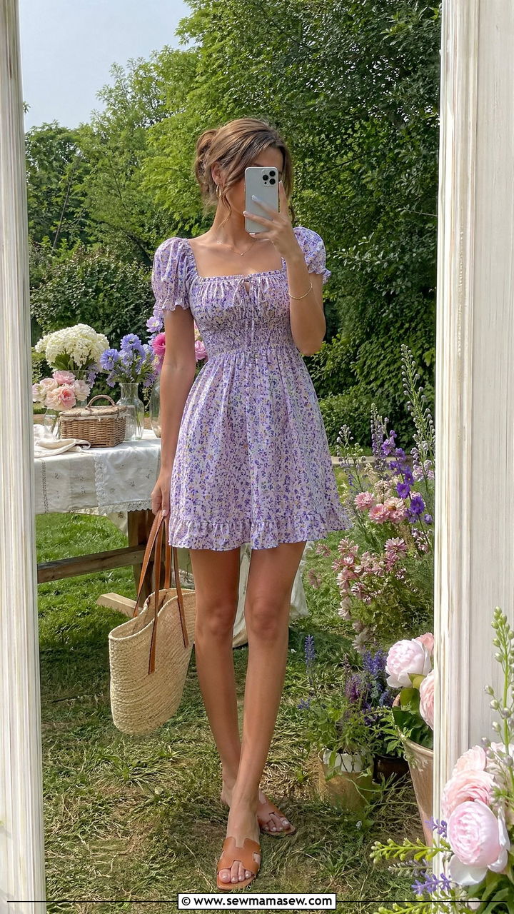 Floral Sundress and Flat Sandals - 35 Summer outfits for teenage girls